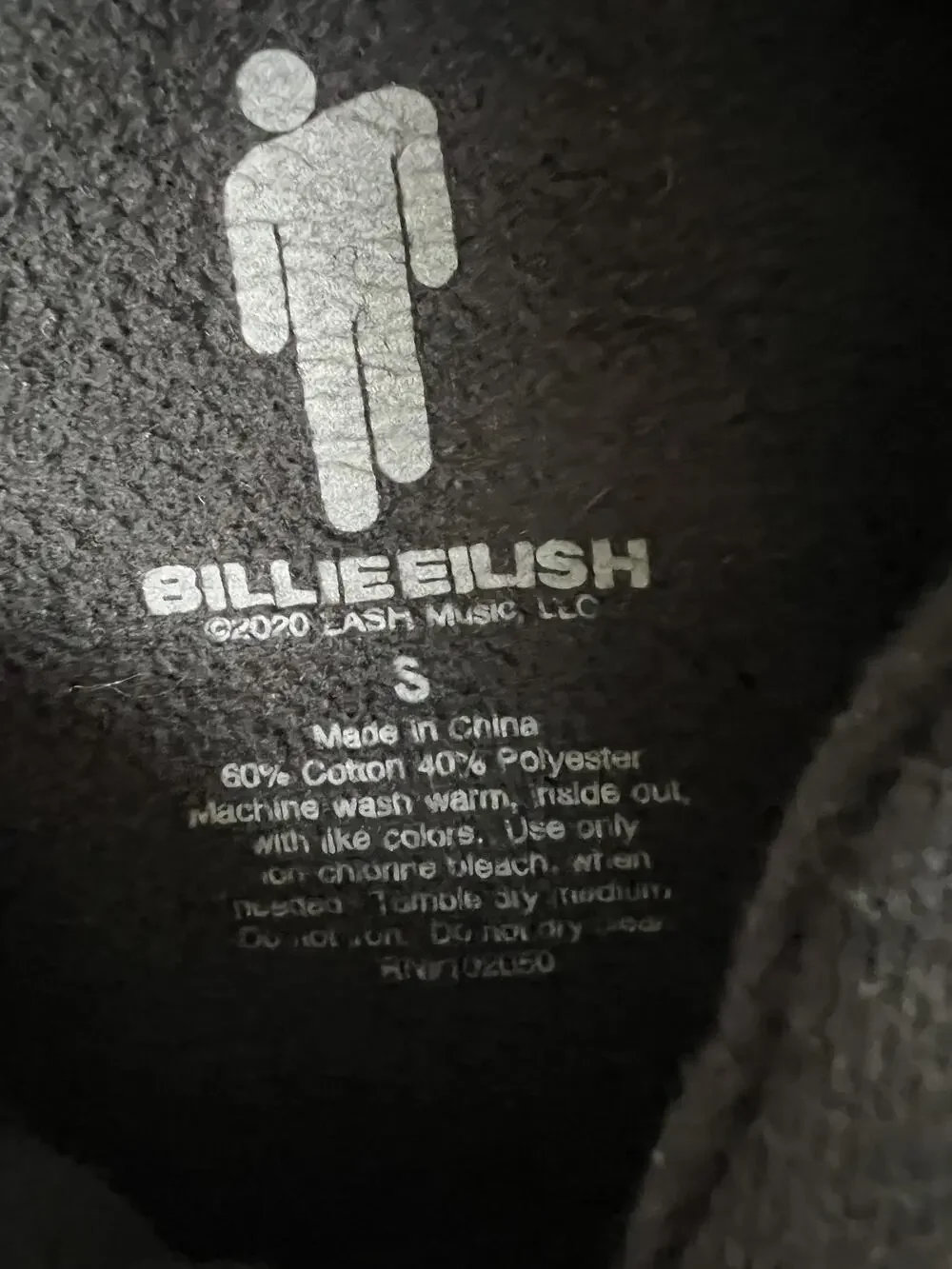 Billie Eilish Hoodie Mens Small Black Blohsh Logo Sleeve Graphic Pullover